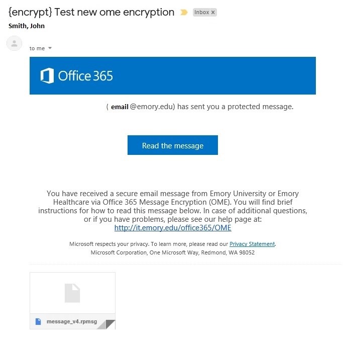 Office 365 Message Encryption (OME)